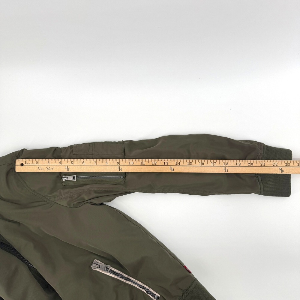 Levi's Women's L Melanie Newport Bomber Jacket Coat Olive Green Utility Zip Up - Picture 10 of 12